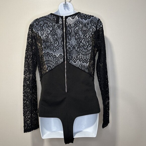Windsor Black Lace Long Sleeve Bodysuit Large - Picture 5 of 8